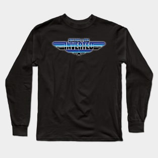 Because I Was Inverted Top Gun Maverick Logo Parody Rooster Iceman Danger Zone Blue Chrome Long Sleeve T-Shirt